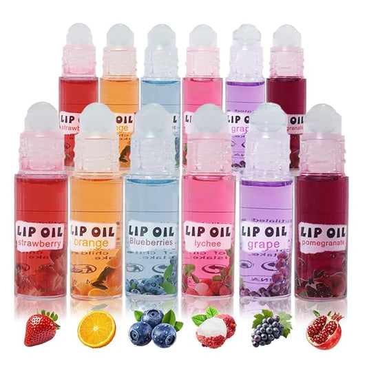 Kaely 12Pcs Mini Roll On Kids Lip Gloss, Fruit Flavored Lipgloss Set for Girls & Teens Party Favors, Hydrating & Moisturizing Lip Gloss Oil Makeup, Birthday Christmas Gifts, Vegan & Cruelty-Free