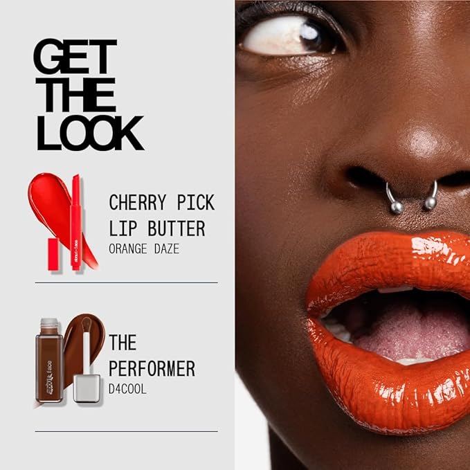 aboutface Cherry Pick Lip Color Butter – High-Shine, Hydrating Lip Balm with Pomegranate Flower Extract & Cherry Butter – Vegan, Cruelty-Free, Clean Beauty – 0.06 oz (Orange Daze – Red Orange)