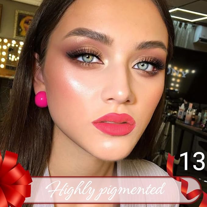 Peach Pink Matte Lip Liner Crayon with Sharpener - Waterproof Smudgeproof Long-Wear Lip Pencil, Creamy Pigmented Lip Crayon for Women, 12HR Stay Silky Velvet Lip Liner 13#