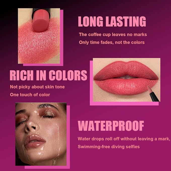 AMY'S DIARY 2Pcs Red Lipstick and Lip Liner Combo, Lip Liner and Lip Stick Kit for Women, Matte Lip Pencil and Smooth Hydrating Lipstick,Lip Makeup Set (02#Warm Rosewood)