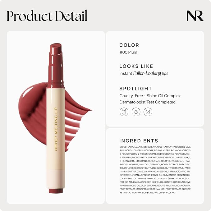 Nature Republic Honey Melting Lip & Butter Balm (PLUM & LYCHEE JELLY) Set - Moisturizing Tinted Lip Balm, Peptides, Sheer & Glossy, Stocking Stuffers