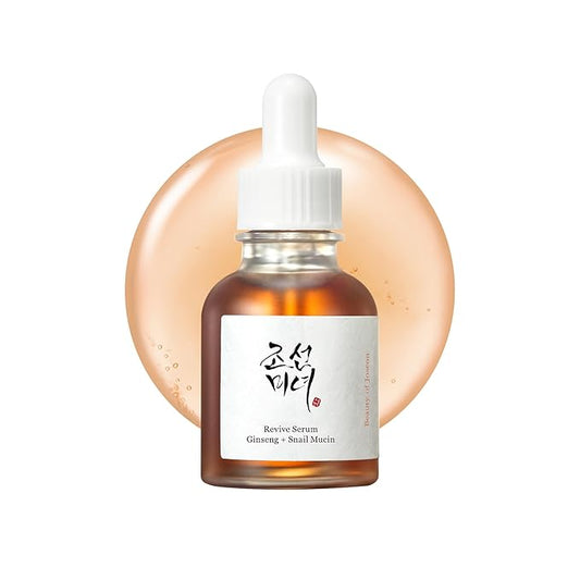 Beauty of Joseon Revive Snail Mucin Ginseng Serum Hydrating Peptide Facial Moisturizer Dark Spot Acne Scar Remover for Sensitive Face. Korean Skin Care for Men and Women, 30ml, 1fl. oz