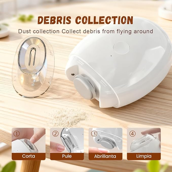 Universal Automatic Fingernail Grinder,Portable Electric Nail Clipper with LED Light and 3 Speeds,360° Silent Auto Fingernail Cutter and Polishing Trimmer for Safe (1 PCS)