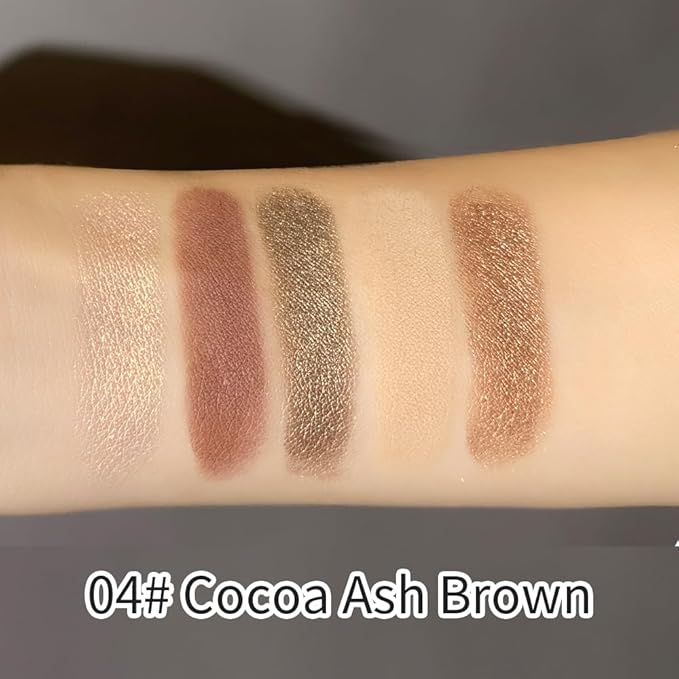 5 Colors Neutral Nude Matte & Shimmer Eyeshadow Palette,Rose Brown Beige Bronze Neutral-Warm Mattes Glitter Eye shadow Contour Makeup Palette for Mature Women, Blue Green Eyes, Daily Natural Makeup.