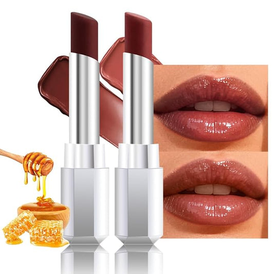 Lip Tinted Lipstick, Moisturizing Shine Balm, Glossy Finish, All Skin Tones (00&08, 1Pcs (Pack of 2))