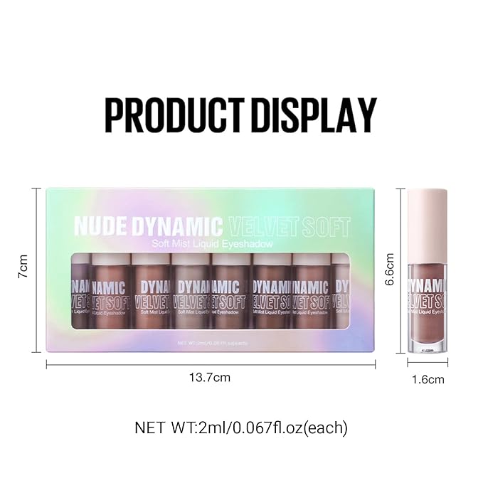 Erinde Liquid Eyeshadow Matte - 8 Colors Liquid Eye Shadow Base Beige, Neutral Naked Buildable Blendable Crease-Proof Cream Eyeshadow, Waterproof Long-Lasting Eye Makeup, Vegan & Cruelty-Free