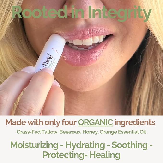 100% Organic Lip Balm Hydrating, Grass-Fed Beef Tallow Lip Balm, Made with Pasture Raised Tallow, Honey, Beeswax, & Orange Essential Oil, Lip Balms & Moisturizers - Bulk Pack of 3