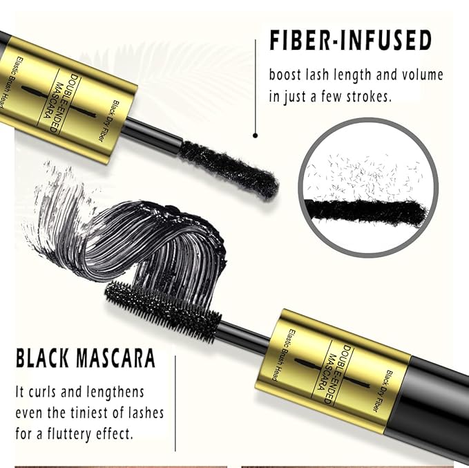Fiber-infused Mascara, Black Tiny Fibers included Mascara to Extend and Elongate Eyelash, for Maximum Volume and Curl Effect by “Linble”