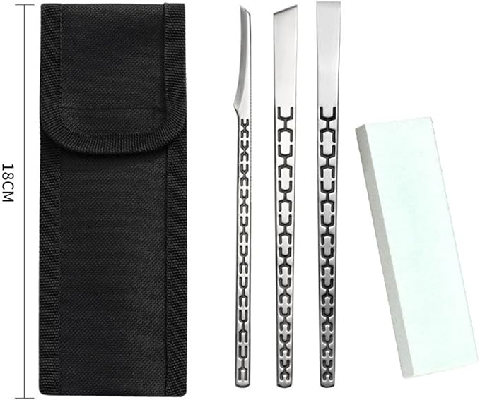 3PCS Stainless Steel Ingrown Toenail Pedicure Knife Set, Professional Pedicure Tool Peeling Knife for Nail Corn Callus(with Whetstone)