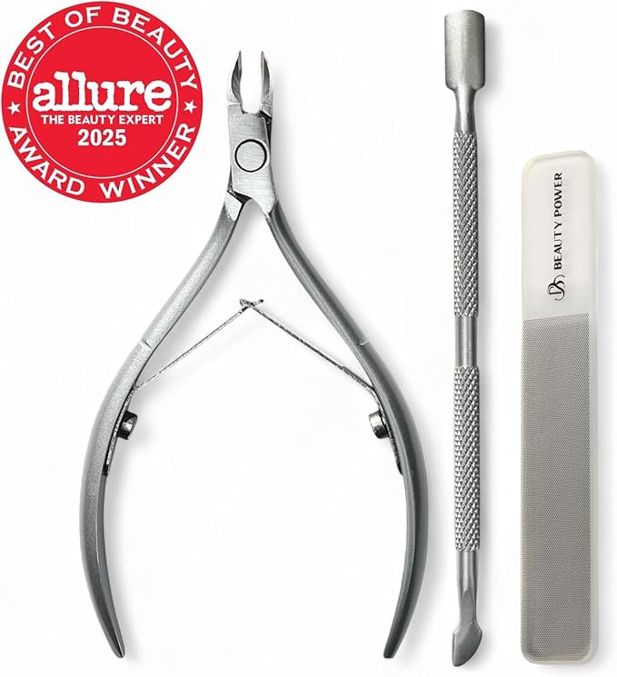 Beauty Power 9 in 1 Professional Manicure Pedicure Set - Stainless Steel Nail Clippers, Nano File, Cuticle Nipper, Scissors, Tweezers, Travel PU Leather Case for Men & Women - Gift Ready (Brown)
