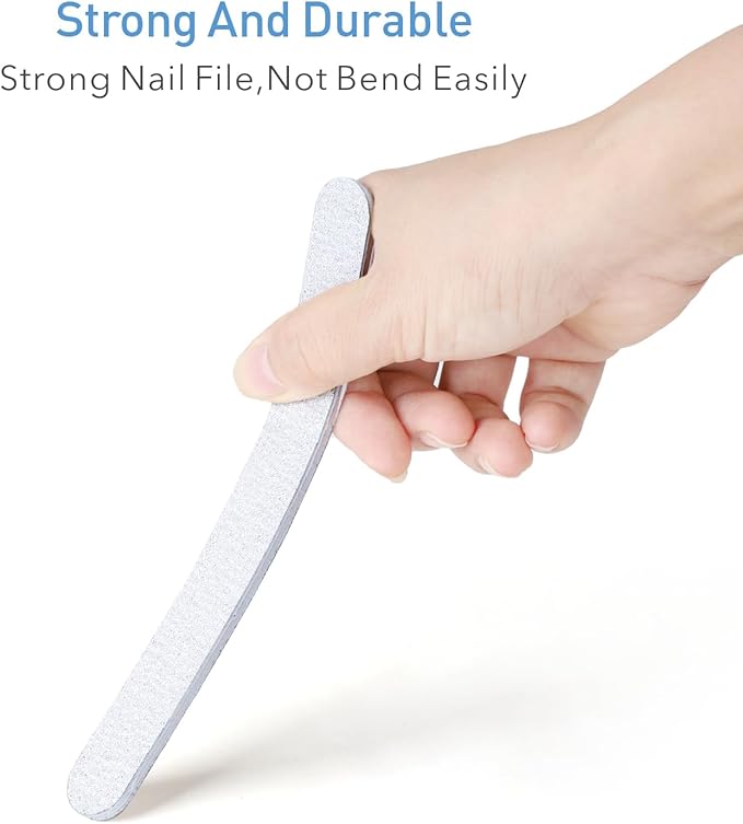 GazePlus Nail Files, 24 PCS Fingernail Files 7" Long 80/100 Grit Emery Boards for Nails - Professional Nail File Bulk Washable for Acrylic, Gel, Dip Powder, and Poly Gel Nails