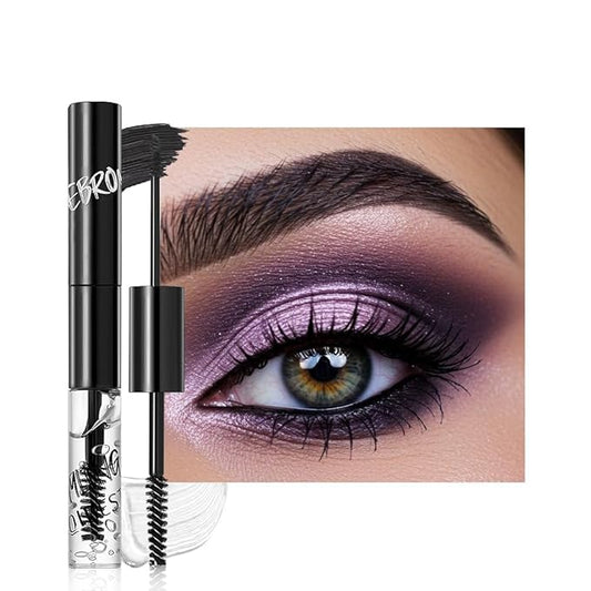 2in1 Semi-Permanent Eyebrow Gel & Lamination Gel, Eeybrow and Lash Gel, Lightweight and Waterproof Tinted Brow Gel For Up To 24HR Hold, Built-In Styling Comb - Clear Eyebrow Gel (08#Black)