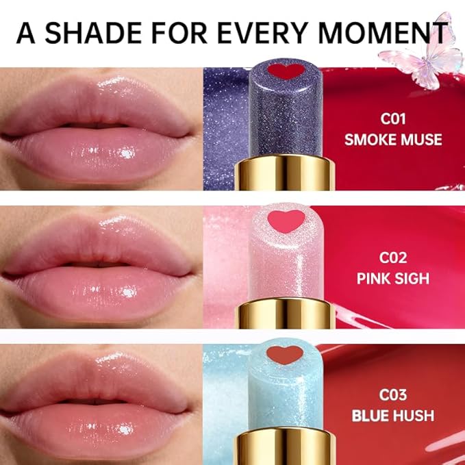 Tinted Lip Balm with Colorful Serum Core, CATKIN Cute 2-in-1 Red Lip Balm Gloss, Moisturizing with Jojoba Oil Hyaluronic acid, Citrus Tea Flavor, Trendy Lip Care for Women & Girls - C01 Red