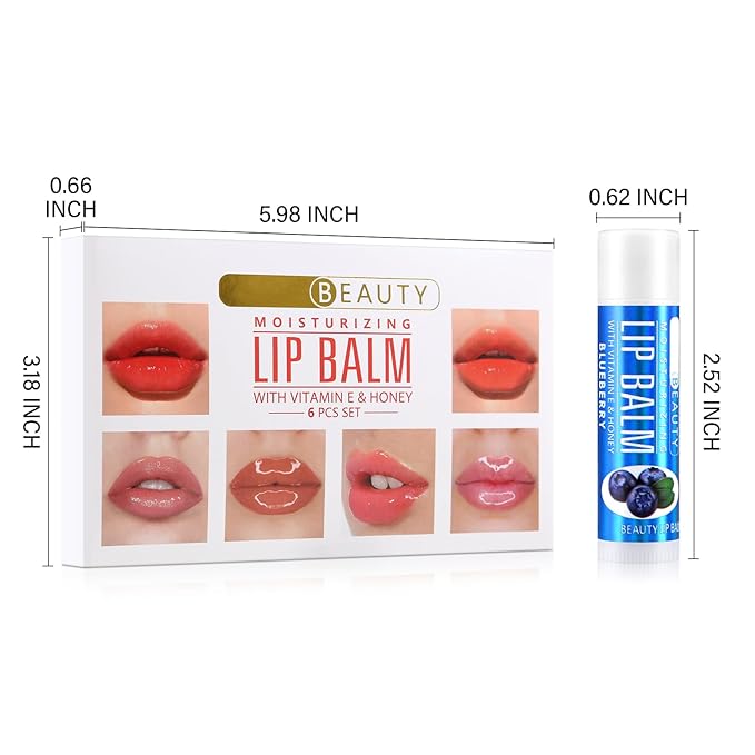 Boobeen Lip Balm Stick, Hydrating Lip Balm Cream for Dry Cracked Lips, Moisturizing Colorless Lipstick for Lip Care Soothing and Fade lip lines, 6 Pack