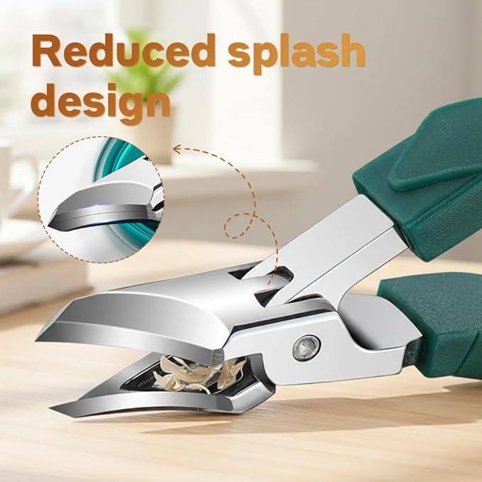 Anti-Splash 25° Slant Edge Nail Clipper, Wide Jaw 2026 New Ingrown Nail Clippers Fingernail and Toenail Clippers Clippers, Slanted Nail Clipper for Thick Nails Seniors (Black & Green)