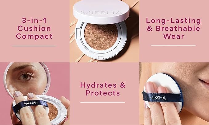 MISSHA Magic Cushion Foundation No.23 (2 Pack) Light Beige for Bright Skin - Flawless Coverage,Dewy Finish,Easy Application for All Skin Types valentines day gifts for her