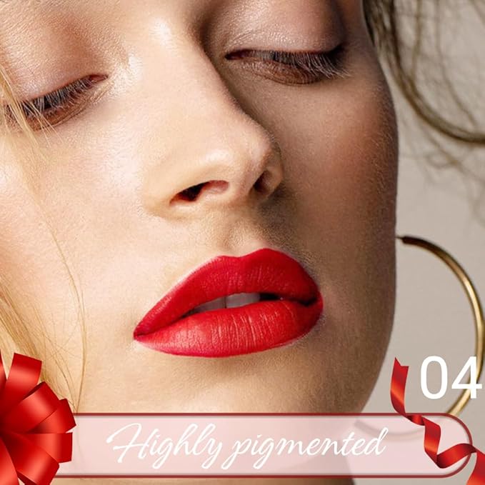 True Red Matte Lip Liner Crayon with Sharpener - Waterproof Smudgeproof Long-Wear Lip Pencil, Creamy Pigmented Lip Crayon for Women, 12HR Stay Silky Velvet Lip Liner 04#