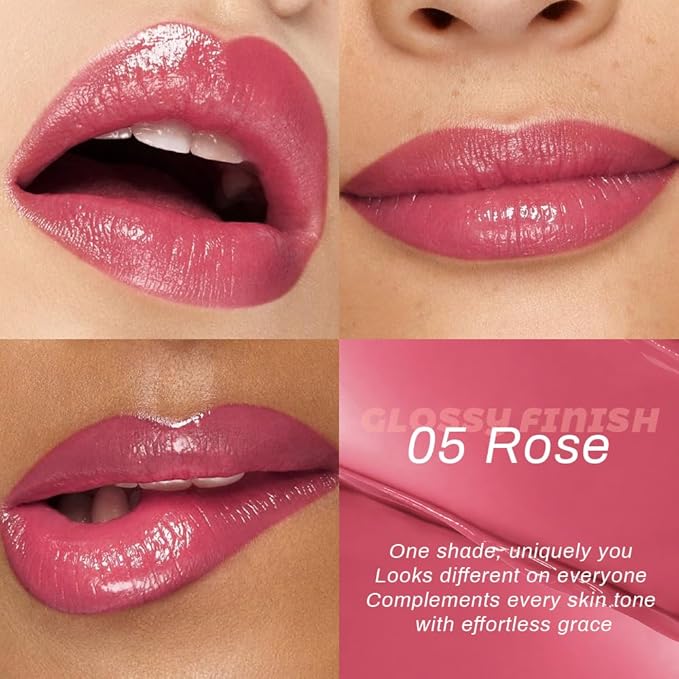Lip Tinted Lipstick, Moisturizing Shine Balm, Glossy Finish, All Skin Tones (05&06, 1Pcs (Pack of 2))