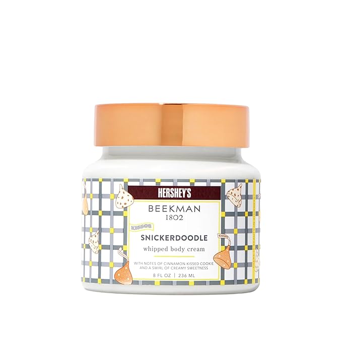 Beekman 1802 x HERSHEY'S Limited Edition KISSES Whipped Body Cream – Moisturizes & Softens Skin with Goat Milk, Mango Seed Butter & Vitamin E – 8 oz – Snickerdoodle