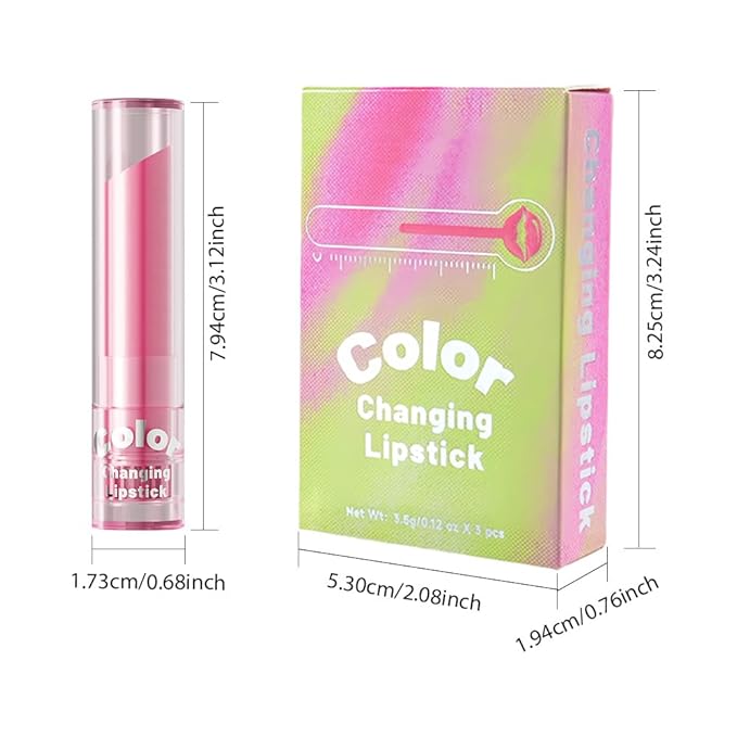BINGBRUSH Color Changing Lipstick Set, PH Mood Peach Lip Balm and Gloss, Long Lasting Tinted Lip Stain (Set-B #04#05#06, 3 Count (Pack of 1))