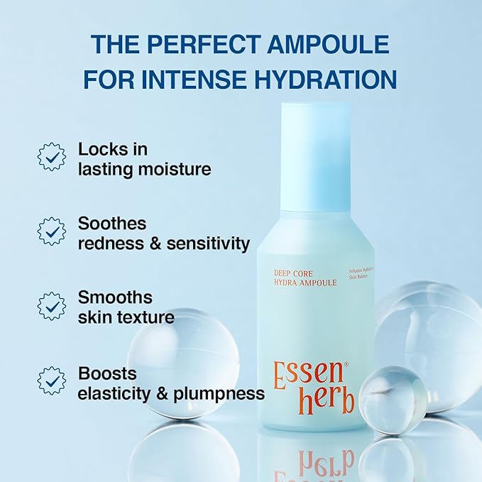 Deep Core Hydra Cream + Deep Core Hydra Ampoule | Korean Skincare Moisture Care Duo with Hyaluronic Acid, Lightweight Hydration for Dry or Combination Skin