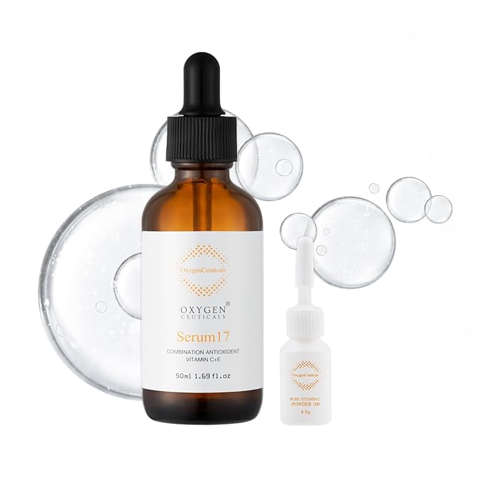OxygenCeuticals Serum 17 – Pure Vitamin C 17% + Vitamin E Antioxidant Brightening Serum, High Potency Formula for Dark Spots, Uneven Tone & Radiance Boost. 1.69 fl.oz (50ml)
