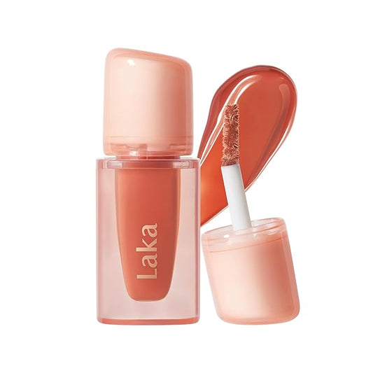 Laka Jelling Nude Gloss Mini, 1.9g/0.07oz, Sheer Hydrating Lip Oil with No Stain, Non-Sticky, Nourishing Gloss for a Fresh, Glowy Look, Vegan, Clean Beauty Makeup, K-Beauty (#305 Tangerinering)