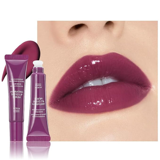 Lip Tinted Glowy Balm Hydrating Tinted Lip Serum Lip Gloss, Ultra-Hydrating Natural Vegan Lip Balm, Sheer-Tinted Shine & Hydration, Soothes & Softens Dry Lips Skincare (Purple Grape)