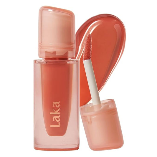 Laka Jelling Nude Gloss, 4.5g/0.15oz, Sheer Hydrating Lip Oil with No Stain, Non-Sticky, Nourishing Gloss for a Fresh, Glowy Look, Vegan, Clean Beauty Makeup, K-Beauty (#305 Tangerine Ring)