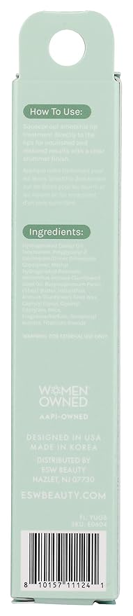 ESW Beauty Frosted Mint Smoothie Shimmer Lip Treatment – Cool Mint & Vanilla with Shea Butter & Vitamin E for Refreshing Moisture & Lip Defense