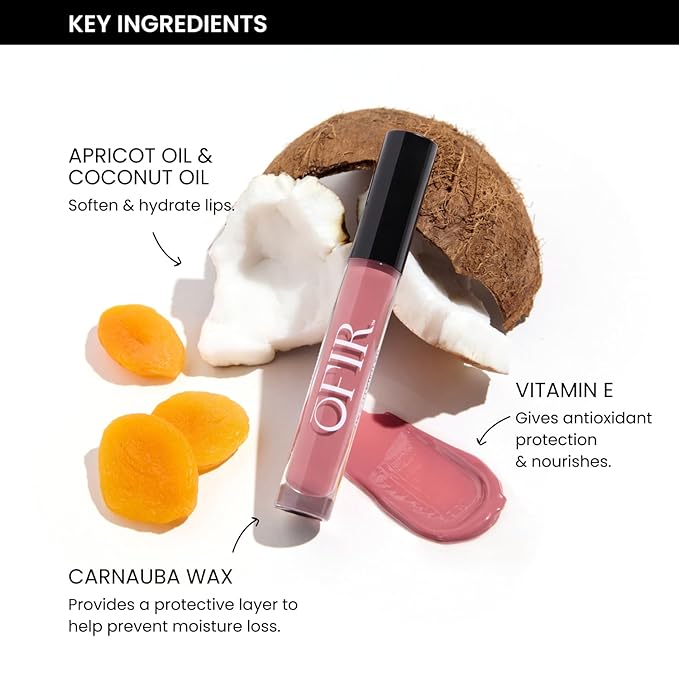 OFIR Hue Hydrator Sheer Lip Jelly | Luminous Gloss Shine Formula With Apricot Oil, Coconut Oil, Vitamin E for Subtle Color | Vegan, Cruelty Free Hydrating lip Balm | Poppy - Dusty Rose, 0.135 Fl oz