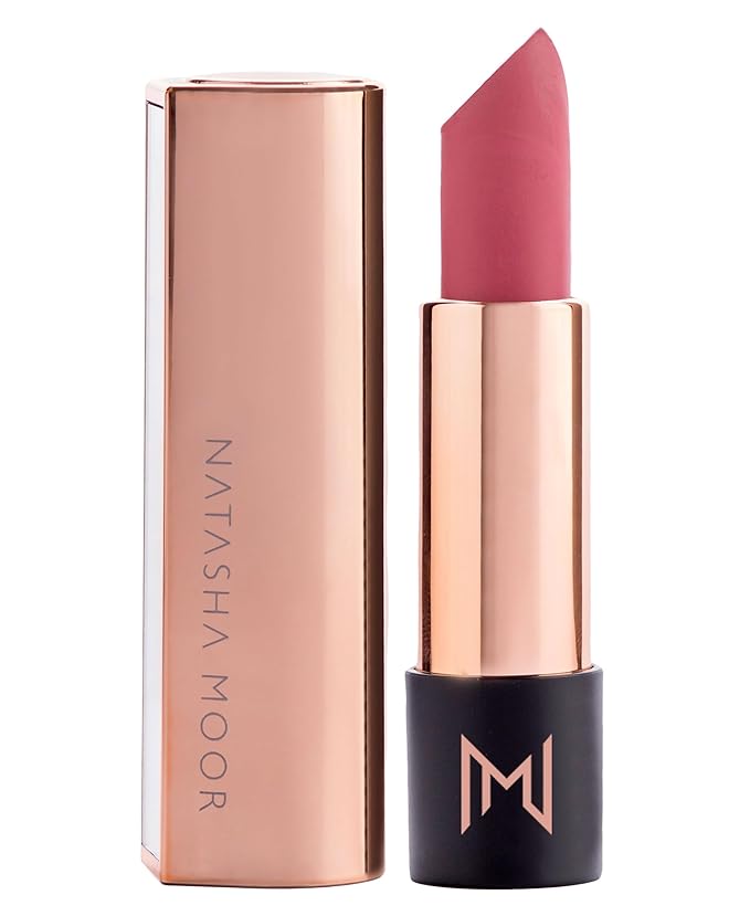 NATASHA MOOR Silk Suede Lipstick: Long-Lasting, Hydrating Semi-Matte Finish - Creamy, Cruelty-Free Formula - Silky Smooth and Highly Pigmented - Mirror for On-the-Go Glamour - MANIFEST