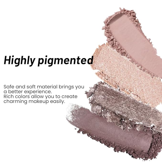 Eye Shadow Palette, Champagne Rose Pink Dark Brown Bronze Gold Eyeshadow Makeup, Vibrant Color Array Eyeshadow Palette, Matte & Shimmer Finishes, Long Lasting Waterproof, Incl. Built-In Mirror.