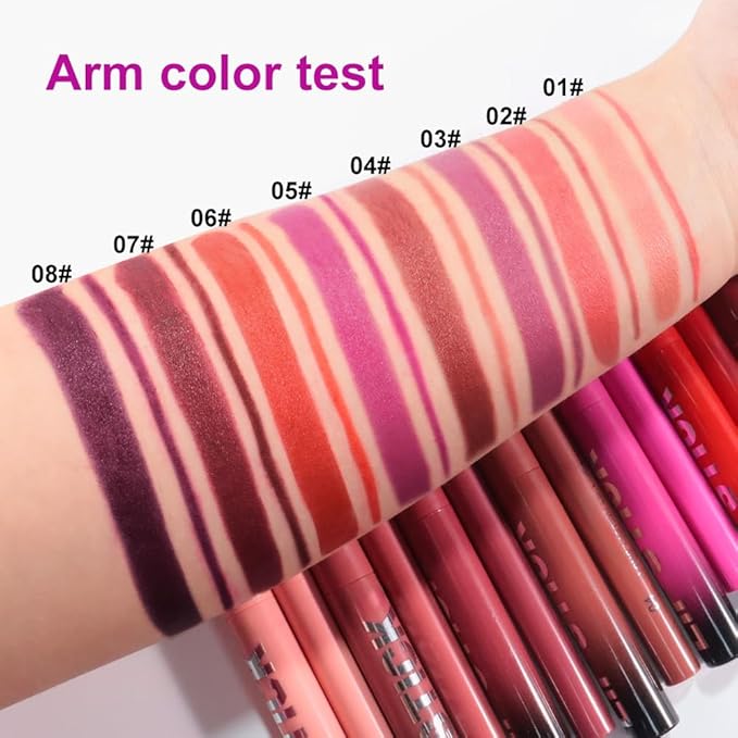 AMY'S DIARY 2Pcs Pink Purple Lipstick and Lip Liner Combo, Lip Liner and Lip Stick Kit for Women, Matte Lip Pencil and Smooth Hydrating Lipstick,Lip Makeup Set (03#Magenta Pink)