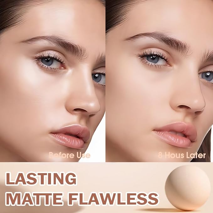 FeiCuiYun Oil Control Matte Perfection Face Powder Compact For Women, Matte Smooth Flawless Setting Powder Makeup, Polvo Compacto De Maquillaje, Waterproof Long Lasting, 0.35Oz, (23AD White, 1)