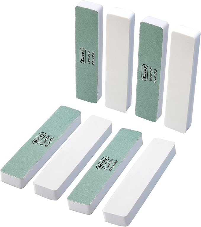 Karroy Nail Files and Buffers for Natural Nails Smooth and Polish Gel Surface Manicure Tools 2-Sided 8pcs 600/4000 Grit (C-Cuboid)