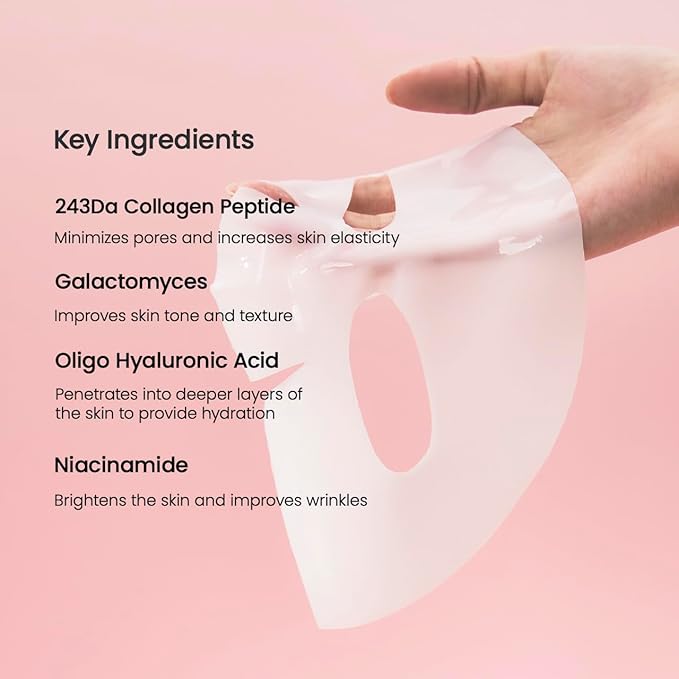 BIODANCE Collagen Pink Glow Trio: Collagen Real Deep Mask & Toner Pads & Peptide Serum for Plumping Hydration, Firming, Korean Skincare, Christmas gift, Stocking Stuffers