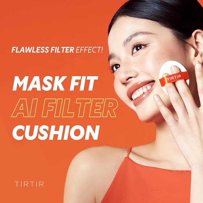 TIRTIR Mask Fit Ai Filter Cushion Foundation | AI-Like Semi-Matte Finish - Up to 72-Hour Medium to Full Coverage Korean BB Cushion Make up Beauty, #51N Fudge, 0.63 Fl Oz