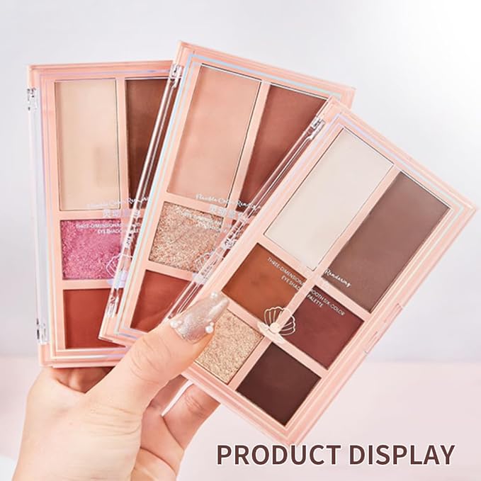 Neutral Nude Matte & Glitter Eyeshadow Palette – 6-Color Warm Nude Brown Caramel Eye Shadow,Soft Peach Coffee Tones, Long-Lasting Blendable Neutral Eye Makeup Palette for Daily Natural Looks