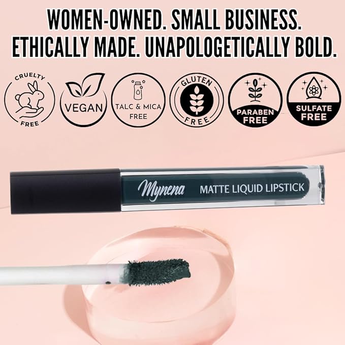 Mynena Deep Forest Green Matte Liquid Lipstick | Long-Lasting Comfort | Smudge-Proof Transfer-Resistant | Full Coverage Non-Drying | Vegan & Cruelty-Free | All-Day Wear Lip Color | Jocelyn