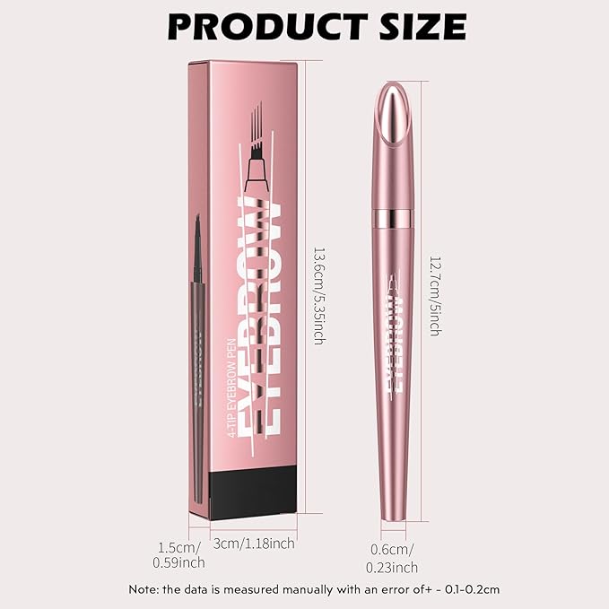 2Pcs Microblading Eyebrow Pen, Long-Lasting Waterproof Eyebrow Pencil with 4-Fork-Tip for 3D Realistic Brow, Easily Create Natural Hair-Like Brow Last All-Day, Eye Brow Pencils for Women -Dark Brown
