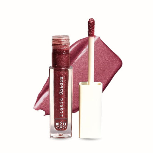 M2U NYC (Burgundy Rose Liquid Eyeshadow – Quick Drying Liquid Eye Shadow with One Swipe Pigment Coverage – Long Lasting, Buildable & Blendable Crease Proof Formula – Shimmer Finish