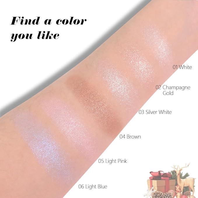 Champagne Sparkle Glitter Shimmer Highlighter Makeup Palette for Women, Champagne Gold Buttery Creamy Powder Highlighter Eyeshadow Palette Vegan, Built-in Mirror & Brush – Girls Christmas Gifts