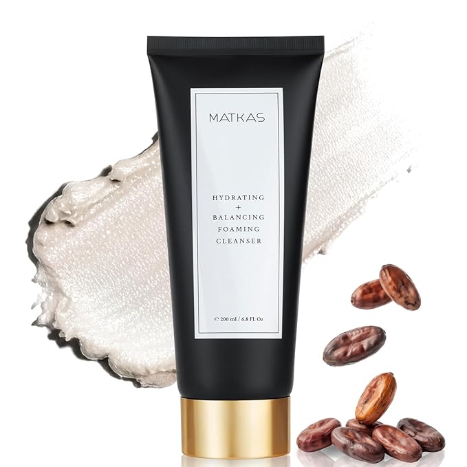 MATKAS Korean Facial Cleanser with Cocoa Seed Extract 6.8 Fl. Oz. - Low pH Hydrating Korean Skin Care Foaming Face Wash for Dry Skin, Face Makeup Remover Cleanser for Sensitive, Oily Skin + Ceramides