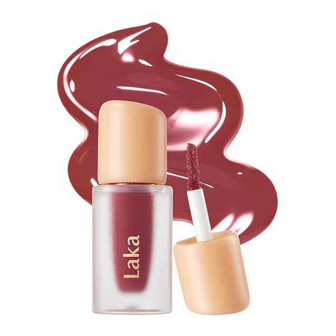 Laka Fruity Glam Tint, Glowing Lip Stain with Wide Color Spectrum, Hydrating & Lightweight Texture, Buildable Color, Non-Sticky, Vegan, K-Beauty (#153 Lychee, 1.9g/0.07oz)