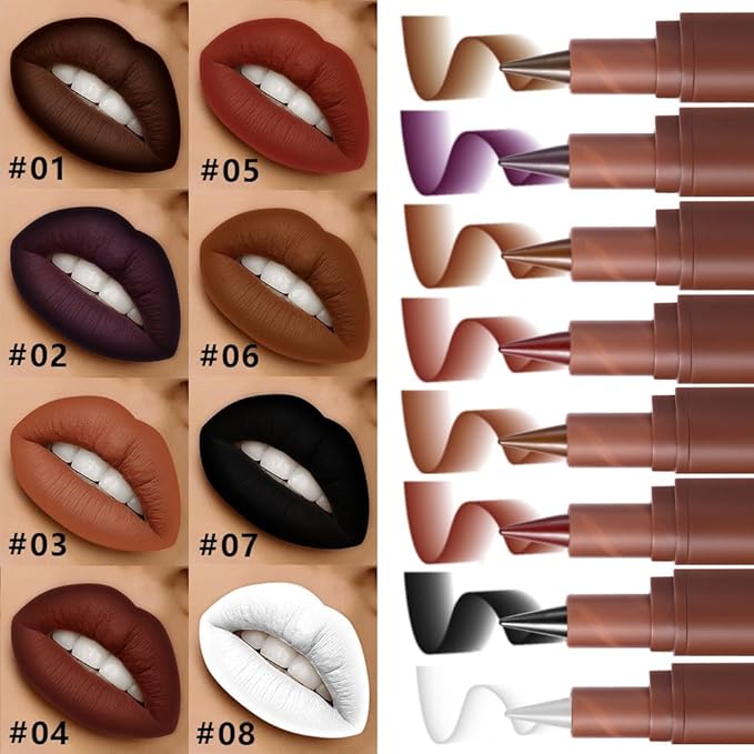 AMY'S DIARY Mocha Matte Crayon Lipstick Lip Makeup, Precision Tip Matte Lip Crayon, Longwear Up To 24Hrs, Lead The Way,Smudge Waterproof for Women Smudge Waterproof for Women (2# Purple, 1 pc)