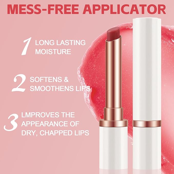 Boobeen Lip Balm Stick, Lip Balm Cream for Dry Cracked Lips, Temperature Color Change Lip Gloss, Long Lasting Lip Moisturizer for Women, Buildable Lip Color
