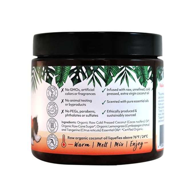 Organic Fiji Whole Body Scrub - Infused with Coconut Oil, Exfoliating Sugar Scrub for Smooth and Soft Skin, Exfoliates & Restores Skin's Natural Biosphere, Lemongrass Tangerine 20 oz