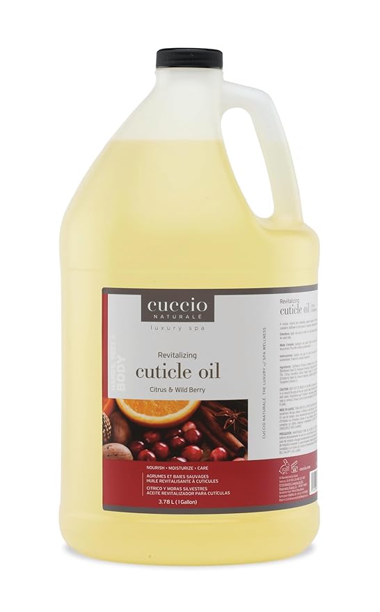 Cuccio Naturale Cuticle Revitalizing Oil 1 Gallon (128 oz) – Citrus & Wild Berry Scent, Salon-Size Nail & Cuticle Treatment with Natural Oils, Vitamin-Enriched Hydration for Moisturized Nails & Skin