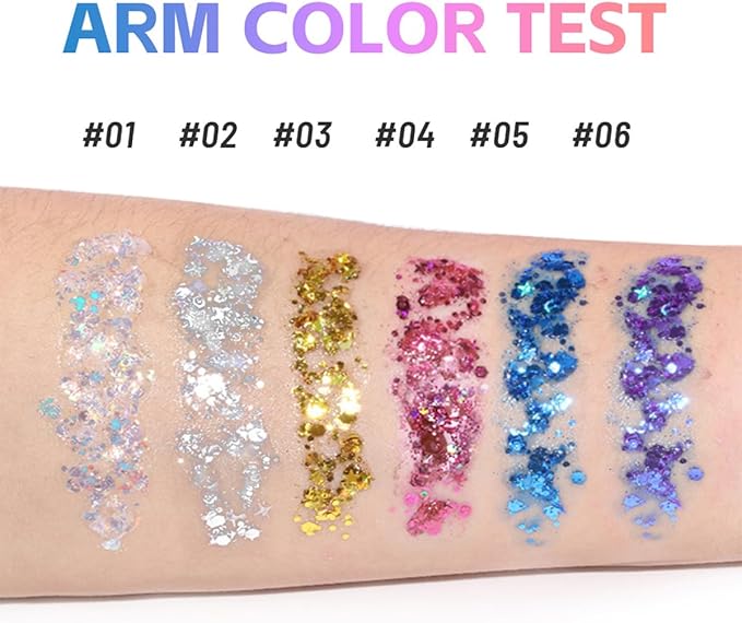2Pcs Body Glitter Stick,Face Hair Glitter Christmas Makeup,Waterproof Sparkle Festival for Women and Girls,Rainbow and Gold